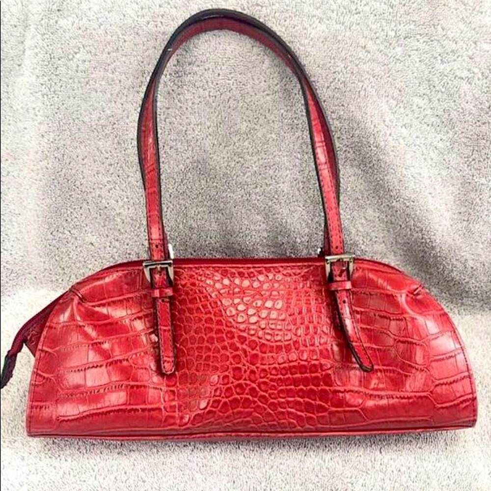 Red faux crocodile Handbag by Bisou Bisou